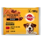 PEDIGREE Chiens de races mixtes, XS-XL, bœuf et dinde, sachets d'aliments humides pour chiens (en sauce), lot de 4, 100 g x 4