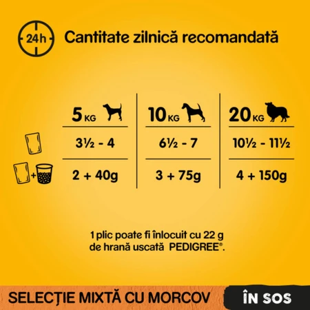 PEDIGREE Chiens de races mixtes, XS-XL, bœuf et dinde, sachets d'aliments humides pour chiens (en sauce), lot de 4, 100 g x 4