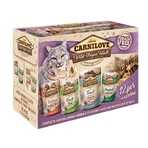 CARNILOVE Multipack, 4 Geschmacksrichtungen, gemischte Packung, getreidefreies Katzenfutter in Beuteln (in Soße), 85 g x 12