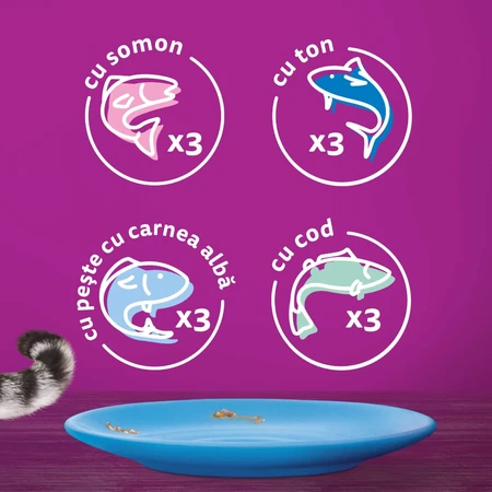 WHISKAS Selections, Fisch, Nassfutter für Katzen in Beuteln (in Gelee), Multipack, 85 g x 12