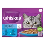 WHISKAS Selections, Fisch, Nassfutter für Katzen in Beuteln (in Gelee), Multipack, 85 g x 12