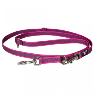 JULIUS-K9 Color & Gray, doppelt verstellbare, rutschfeste Hundeleine mit Griff, 2 Karabiner, 50 kg, Stoff, Gurtband, 20 mm x 2,2 m, Rosa