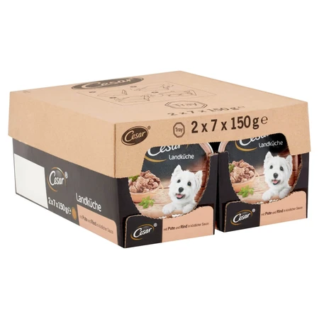 Ragoût CESAR « Country-Style » à la dinde, au bœuf et aux herbes, barquette d'aliments humides pour chien (dans son jus), 150 g