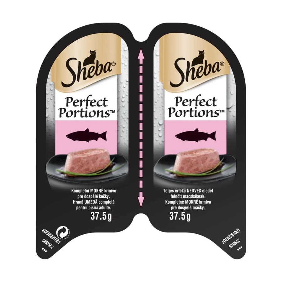 SHEBA Perfect Portions, Zalm, natvoer voor katten in bakjes (paté), multipack, 37,5 g x 6