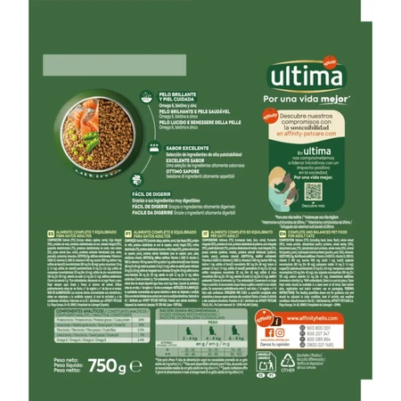 ULTIMA Adult, Salmon, Dry Cat Food, 750g