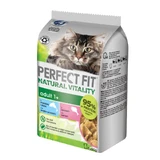PERFECT FIT Natural Vitality, Salmon and Fish, grain-free wet cat food pouches (in sauce), multipack, 50g x 6