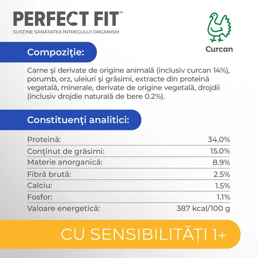 PERFECT FIT Cat Sensitive 1+, Kalkoen, droogvoer voor katten, spijsvertering, 750 g