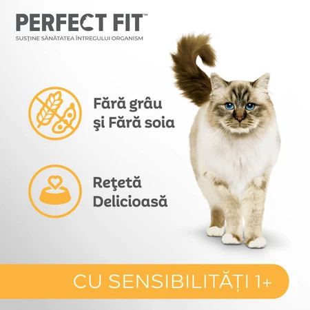 PERFECT FIT Cat Sensitive 1+, Kalkoen, droogvoer voor katten, spijsvertering, 750 g