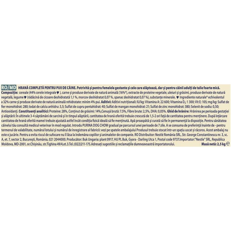 PURINA Dog Chow Puppy M, Huhn, Trockenfutter für junge Hunde, 2,5 kg