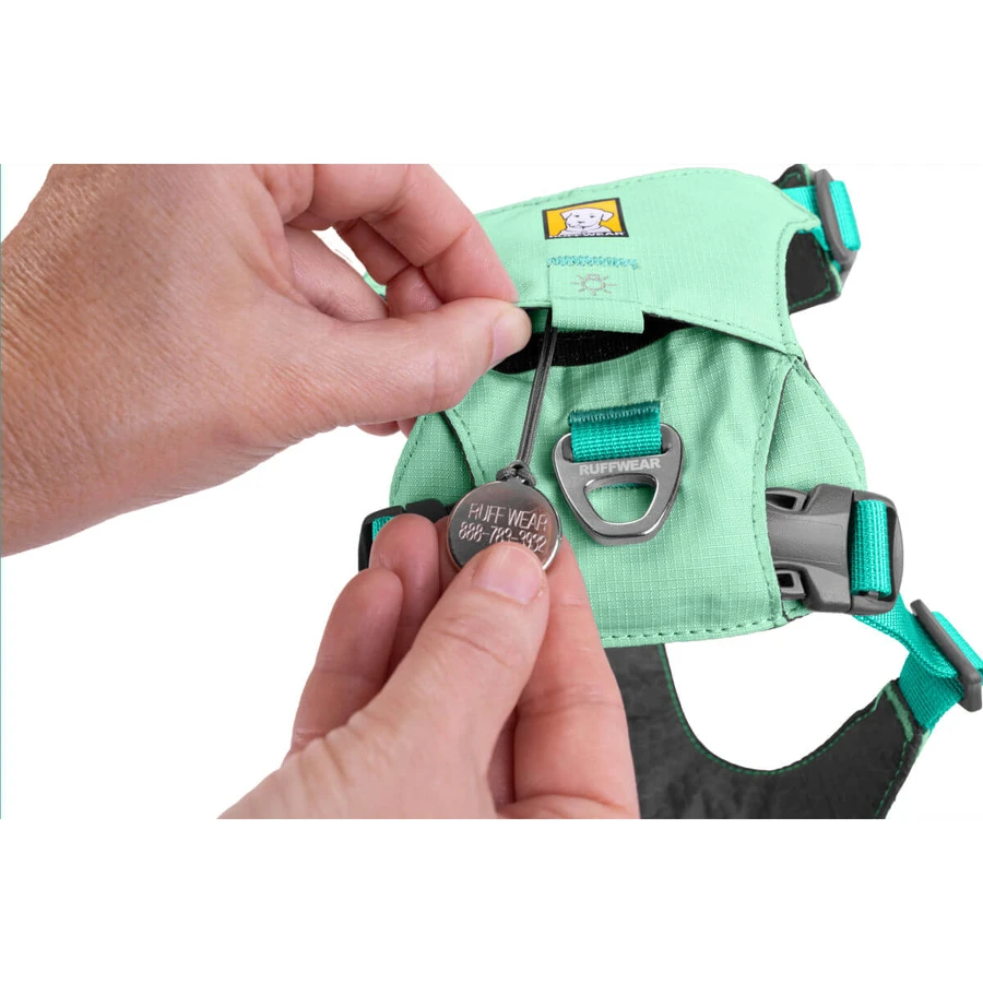 RUFFWEAR Hi & Light Sage Green, dual-point harness (chest & back) for dogs, adjustable, reflective, green, XS (23–33 cm)