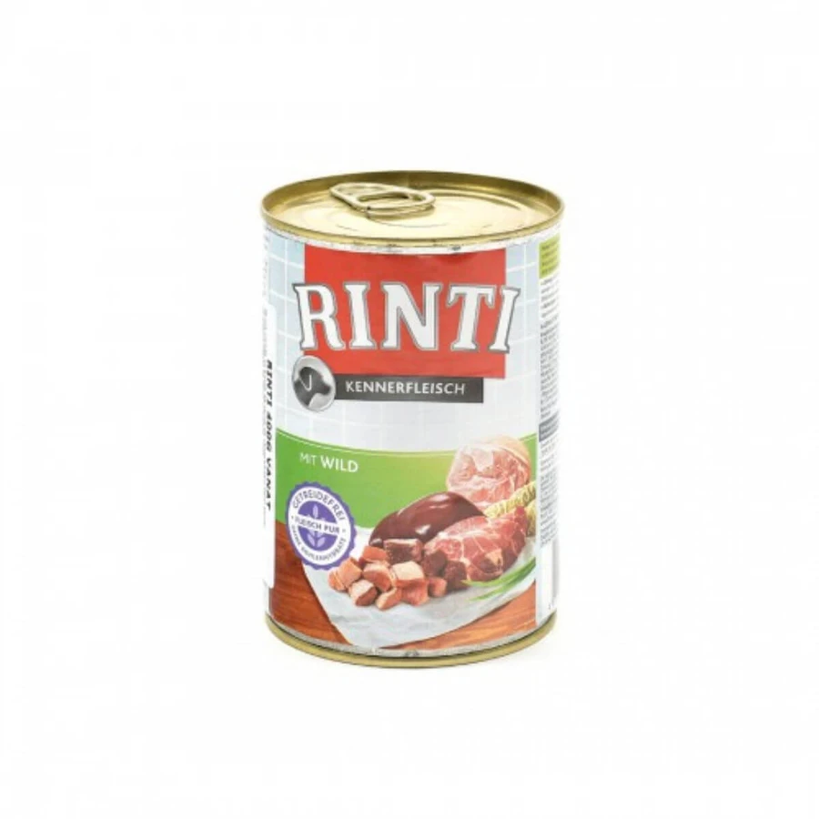 RINTI, XS–XL, Game, getreidefreies Nassfutter für Hunde (im eigenen Saft), 400 g