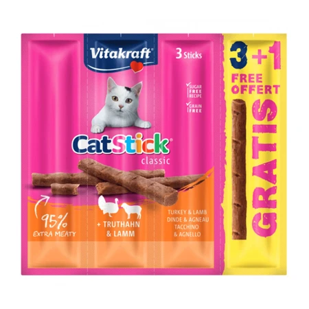Vitakraft Cat Sticks de pavo y cordero, oferta especial 3+1
