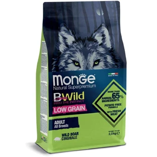 MONGE BWild, XS–XL, Wildschwein, Trockenfutter mit geringem Getreideanteil, 2,5 kg