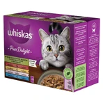 WHISKAS Pure Delight Mixed Selection, Rind, Huhn, Lachs und Thunfisch, Nassfutter für Katzen in Beuteln (in Aspik), Multipack, 85 g x 12