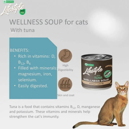 NATURES PROTECTION Lifestyle Sensitive Digestion Suppe, Thunfisch, Nassfutter für Katzen mit einer einzigen Proteinquelle, Verdauungssystem, (Topping), 140 g