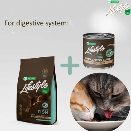 NATURES PROTECTION Lifestyle Sensitive Digestion Suppe, Thunfisch, Nassfutter für Katzen mit einer einzigen Proteinquelle, Verdauungssystem, (Topping), 140 g
