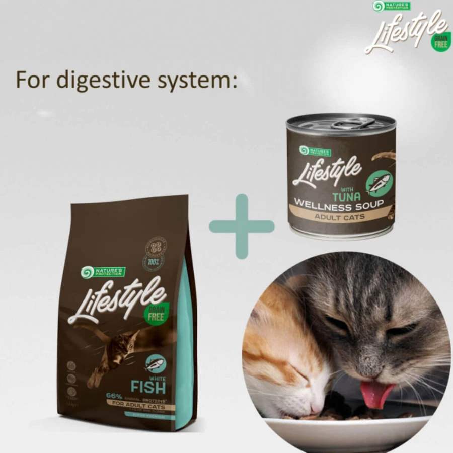 NATURES PROTECTION Lifestyle Sensitive Digestion Suppe, Thunfisch, Nassfutter für Katzen mit einer einzigen Proteinquelle, Verdauungssystem, (Topping), 140 g