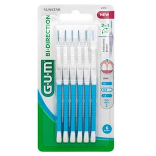 GUM Bi-Direction Interdental Brushes with Handle, 0.9 mm, 6-pack