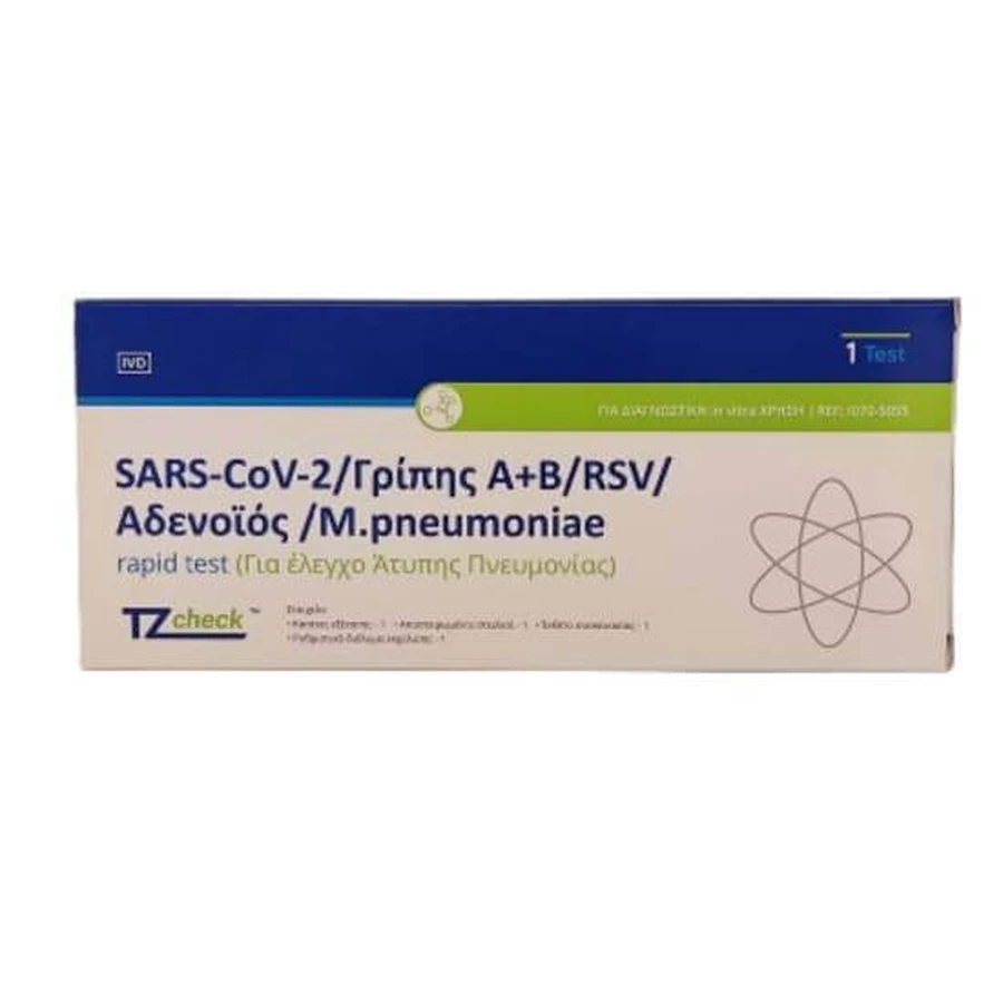 RAPID-test voor SARS-CoV-2/influenza A+B/adenovirus/M. pneumoniae