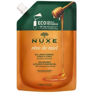 NUXE Reve De Miel Rijke Reinigingsgel voor lichaam en gezicht, voor de droge en gevoelige huid, navulling, 400 ml