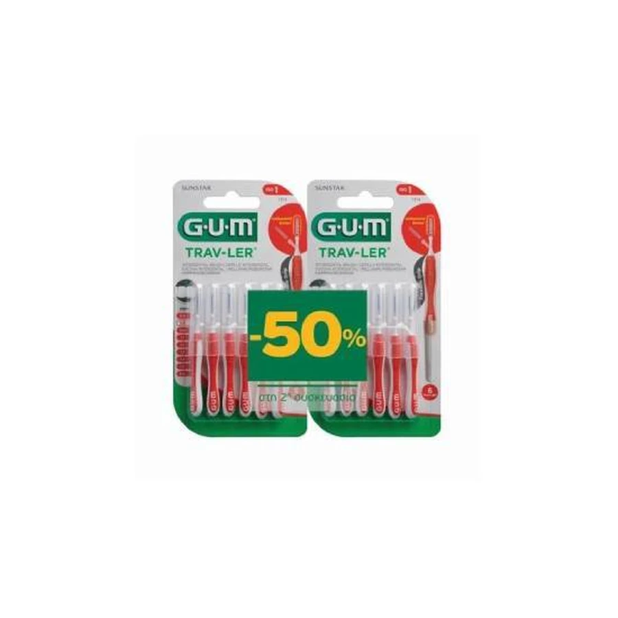 GUM 1314 Trav-Ler interdentale borsteltjes 0,8 mm x 6, 1 + 1 (50% korting op het tweede artikel)