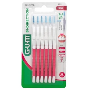 GUM 2614 Bidirektionale Interdentalbürsten mit Griff, rot, 1,2 mm, 6 Stück