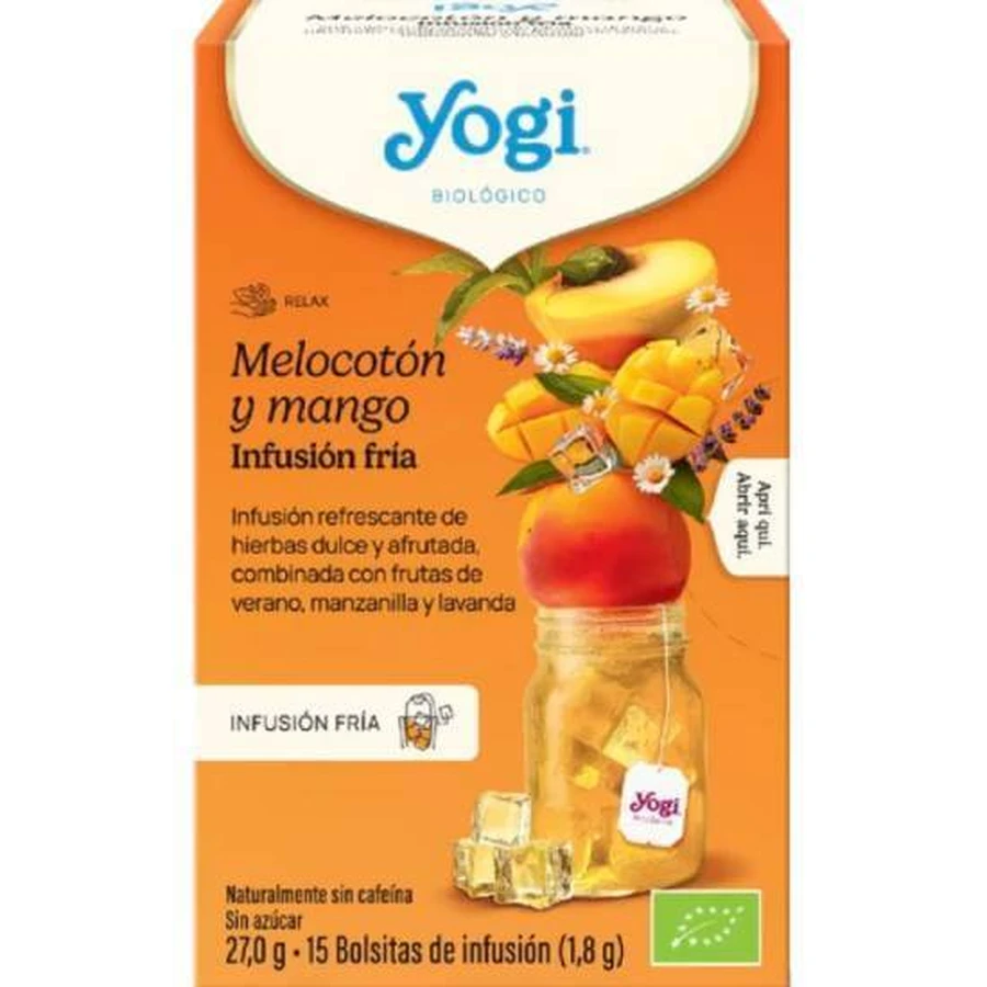 YOGI TEA Cold Brew Bio-Tee mit Pfirsich und Mango, 15 x 1,8 g
