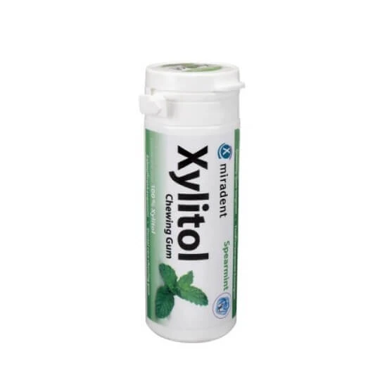 MIRADENT Xylitol Chewing Gum Spearmint, 30 pieces