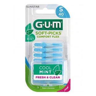 GUM Soft-Picks Comfort Flex Cool Mint Interdental Brushes with Handle, 40-pack, Small
