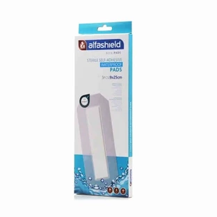 ALFASHIELD : Compresses imperméables auto-adhésives stériles, 9 x 25 cm, lot de 5 pièces.