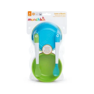 Munchkin | Love-a-Bowls: 4 Bowls with Lids and 2 Spoons, for Ages 4 Months and Up | 4-Piece Set
