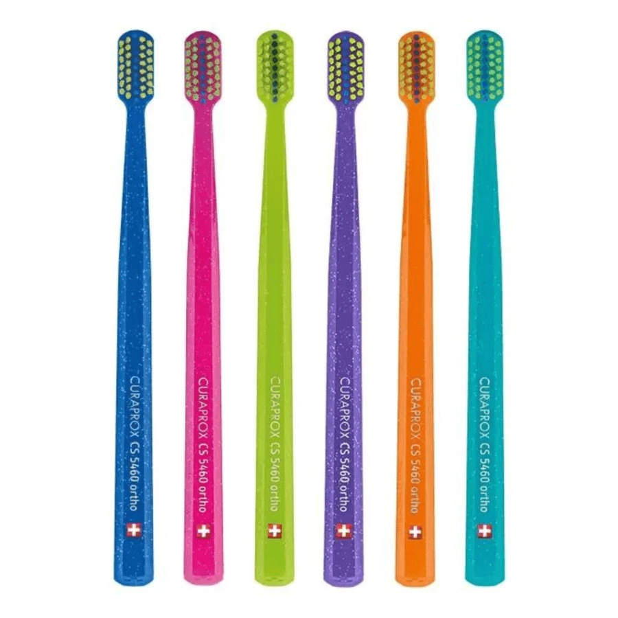 Curaprox | CS 5460 Ortho Ultra Soft | Toothbrush for Braces with Blue and Green Glitter | 1 pc