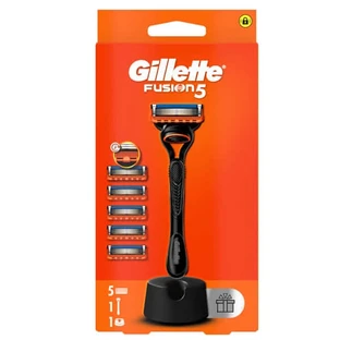 Gillette | Maquinilla de afeitar Fusion5, cabezales de recambio, paquete de 5 y soporte gratuito | 1 juego