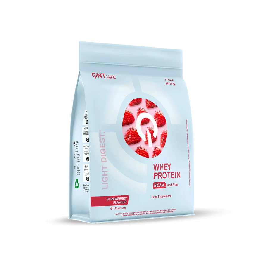 QNT | Proteína de suero Light Digest con sabor a fresa | 500 g 