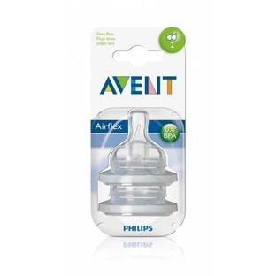 Avent | Teta de silicona con 2 orificios para flujo lento, a partir de 1 mes | 2 unidades