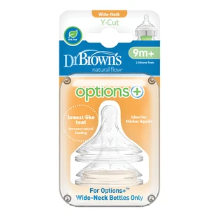 Dr. Brown's | Siliconen speen voor flessen met brede opening, vanaf 9 maanden, Y-vormige uitsparing | 2-pack