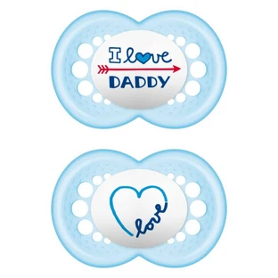 Mam | I Love Daddy 170S | Siliconenfopspeen voor kinderen vanaf 6 maanden | Lichtblauw | 2-pack