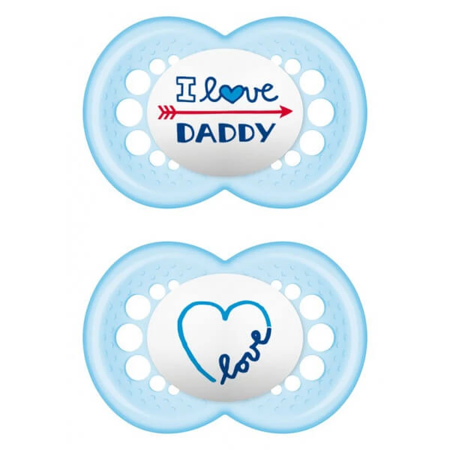 Mam | I Love Daddy 170S | Siliconenfopspeen voor kinderen vanaf 6 maanden | Lichtblauw | 2-pack