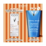 Vichy | Oferta especial: Capital Soleil UV-Age Daily Pigment Light SPF 50+, 40 ml, crema solar facial con color de textura ligera y loción para después del sol de 100 ml gratis