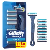 Gillette | Rasoir pour homme Sensor3+ Comfort avec manche ergonomique et 8 têtes de rechange