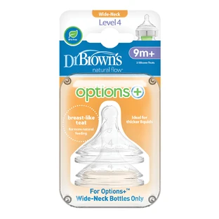 Dr. Brown's | Siliconen speen voor flessen met brede opening, vanaf 9 maanden, niveau 4 | 2-pack