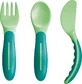 Mam | Baby's Cutlery | Fork, Spoon, and Knife Set 6m+ Green | 3-piece set