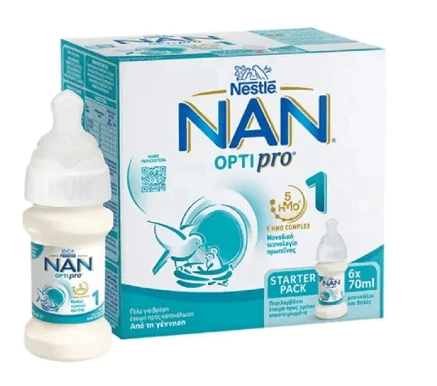 Nestlé | Nan Optipro 1 Starter Pack 0m+ Sterilized Teats | 6x70ml