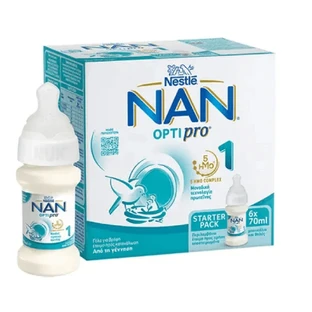 Nestlé | Nan Optipro 1 Starter-Pack 0m+ Sterilisierte Sauger | 6 x 70 ml 