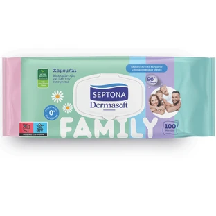 Septona | Toallitas de manzanilla para bebés de la gama Dermasoft, para toda la familia | 100 unidades