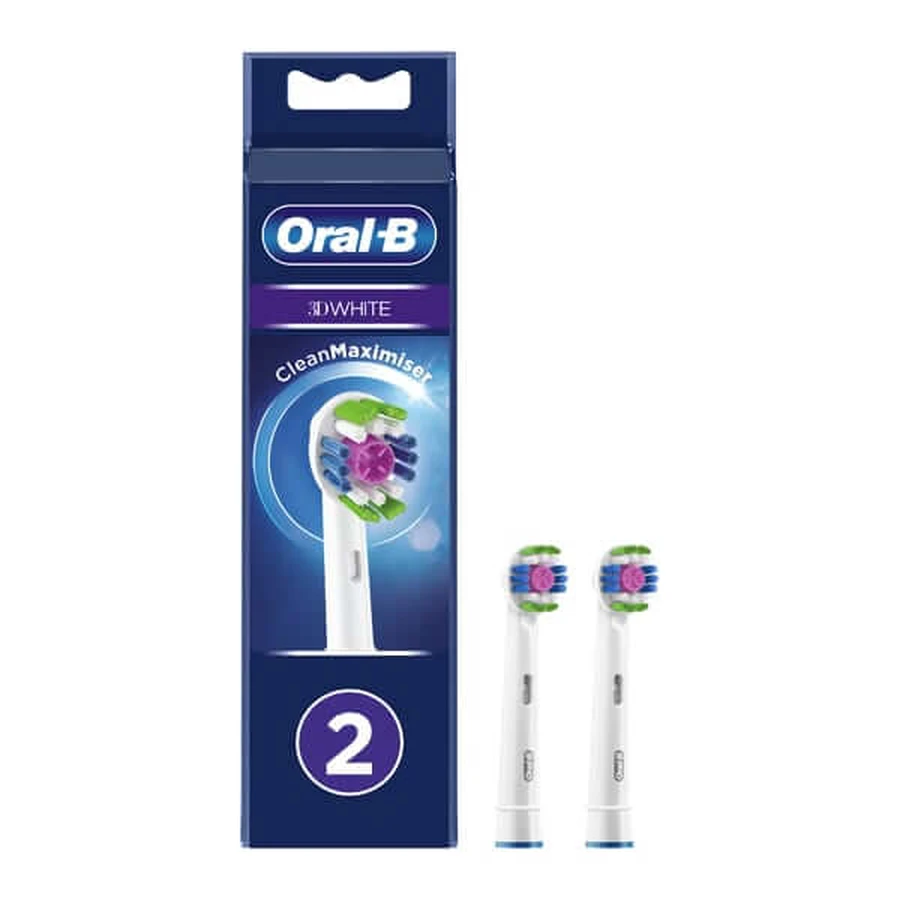 Oral-B | 3D White Clean Maximiser | Vervangende opzetborstels voor elektrische tandenborstels | 2 stuks