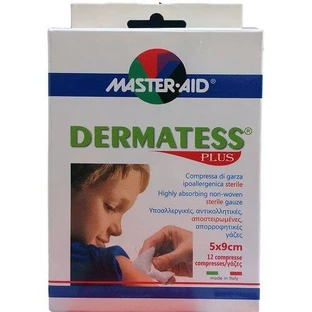 Master Aid | Dermatess Plus | Compresses de gaze stériles non adhésives 5 x 9 cm | 12 pièces