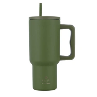 Estia | Vaso de paja XL «Save The Aegean» con asa «Tumble Forest Spirit» | 900 ml 