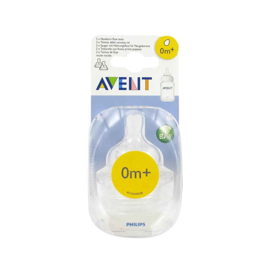 Avent | Teta de silicona con 1 orificio para recién nacidos a partir de 0 meses | 2 unidades