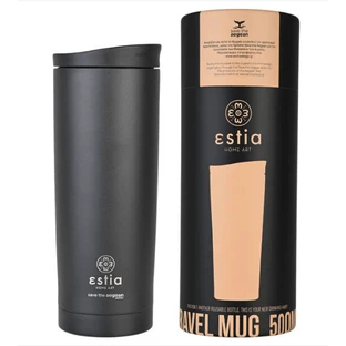 Estia | Taza de viaje térmica  Taza de viaje «Save The Aegean» en negro medianoche  | 500 ml